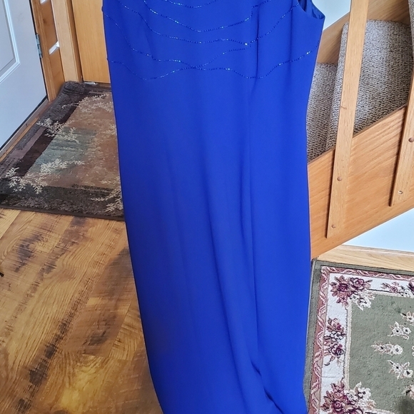 Rimini by Shaw Embellished 2 pc. Sleeveless Maxi Event Blue Sz. 6 Dress w Jacket - Picture 6 of 16